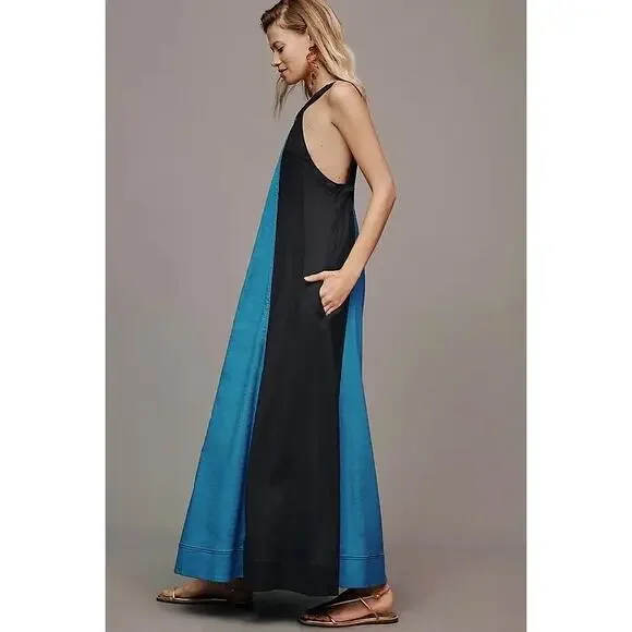 NWT Anthropologie Maeve Ami Linen Halter Maxi Dress, Size S - Picture 3 of 12
